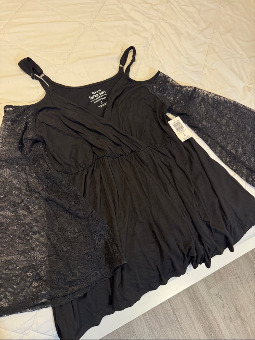 Torrid Black Lace Cold-Shoulder Baby Doll Top